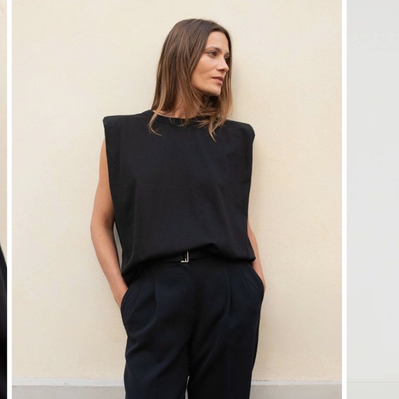 Frankie shop Eva padded tee in black - Picture 2 of 5